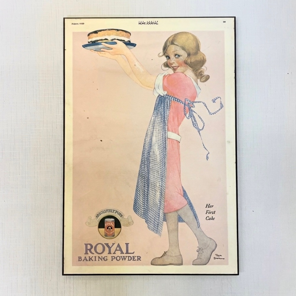 ROYAL 1920 Baking Powder Art Ad Her First Cake Ladies Home Journal Torre Bevans